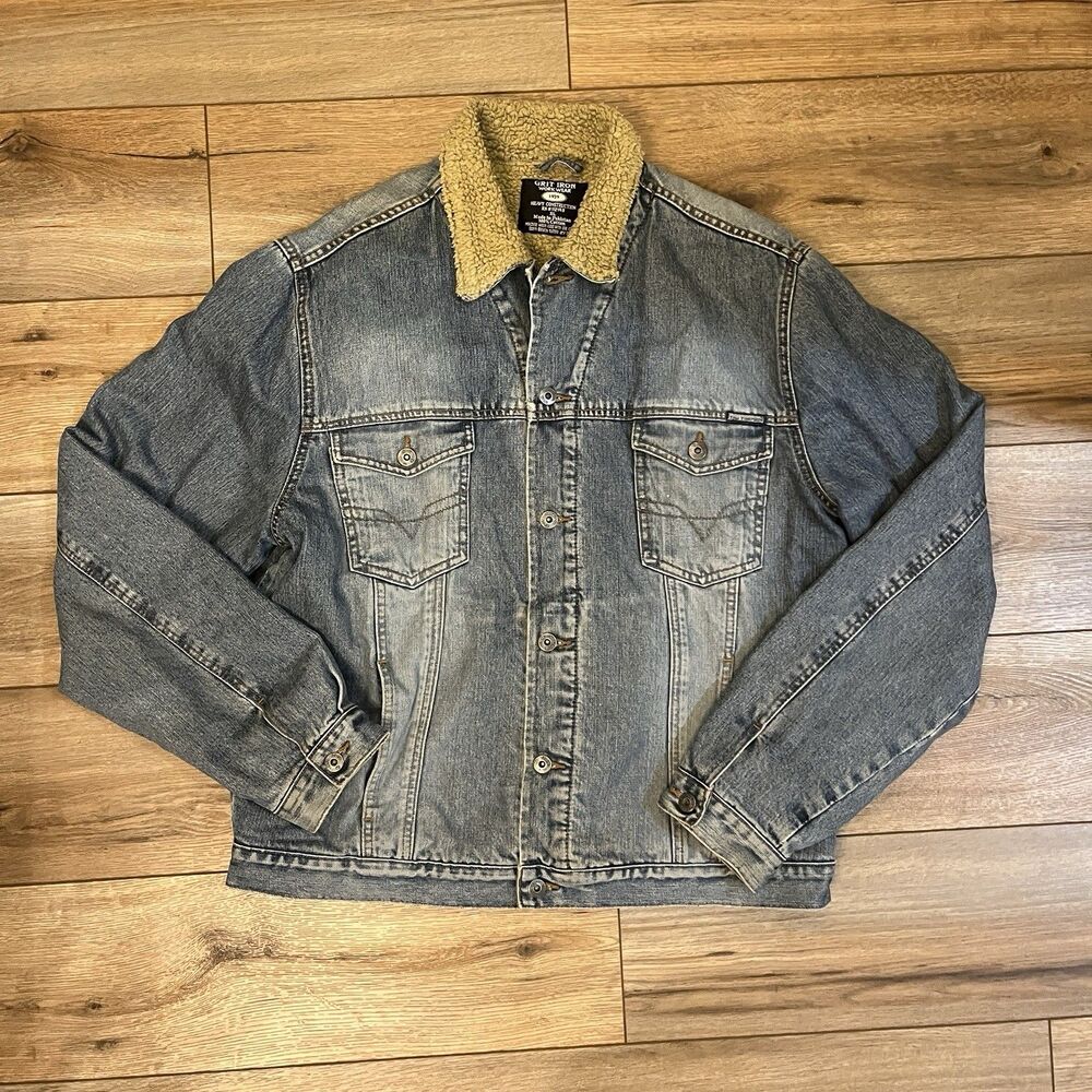 Grit Iron Workwear 1929 Tom Tomspson Sherpa Lined Denim Jean Jacket Men's XL